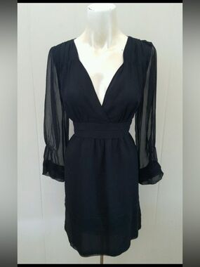 Anthropologie Dolan 100% silk vintage 1960s style black elegant dress USA medium